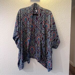 Xhilaration Paisley Print Open-Front Kimono XS/S Boho Lightweight Flowy Colorful